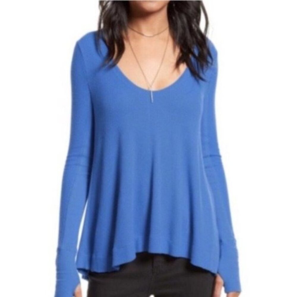 We the Free Long Sleeve Blue Malibu Thermal Top
